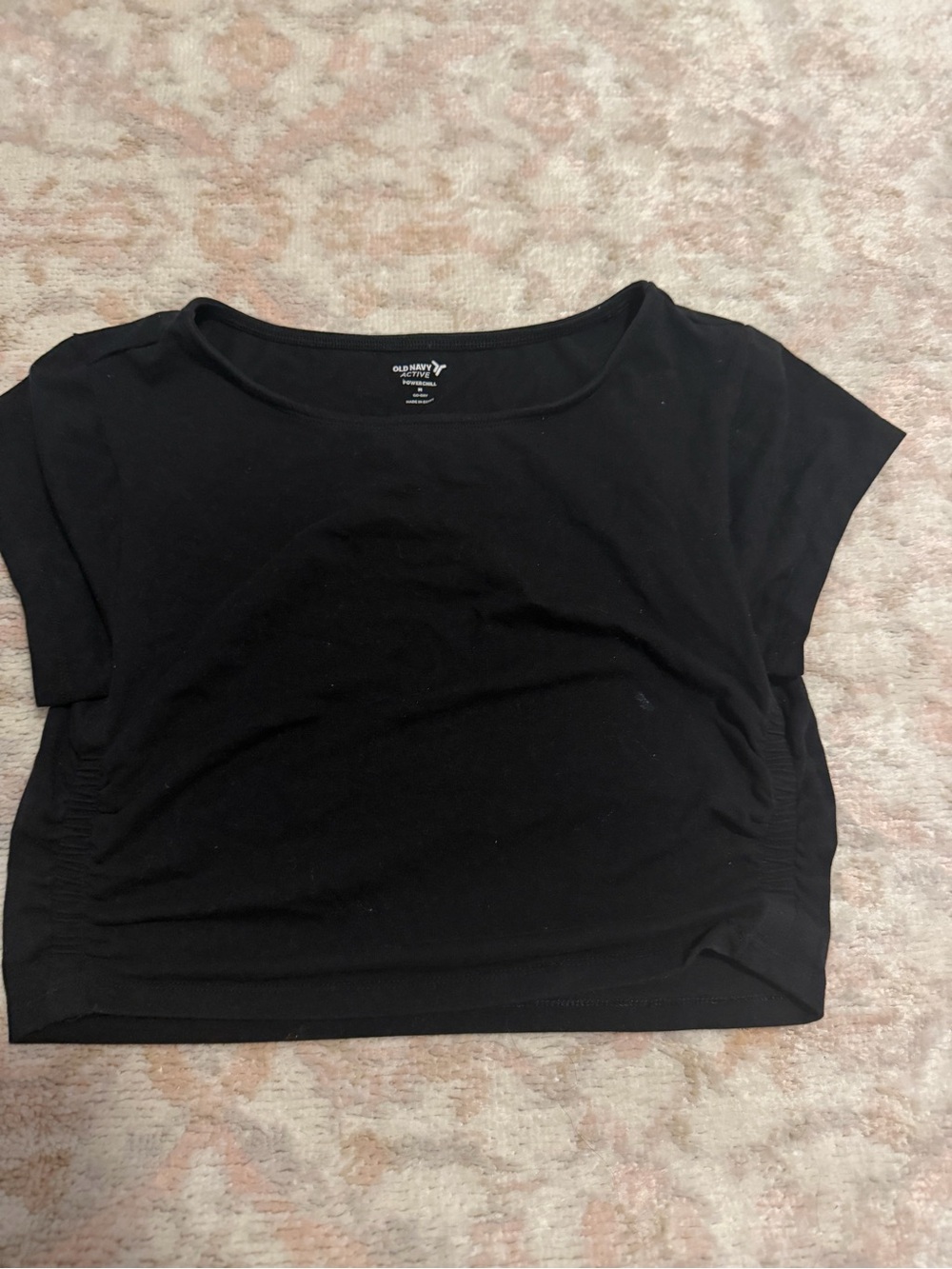 Old Navy Black Short Sleeve Crop Top with Side Ruching